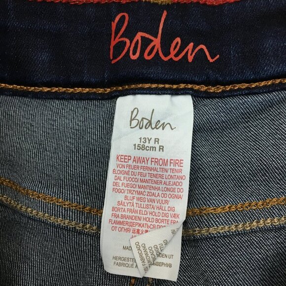 NEW Boden Girls Straight Leg Jeans Dark Wash Stretch size 13 length 28" - Picture 3 of 8